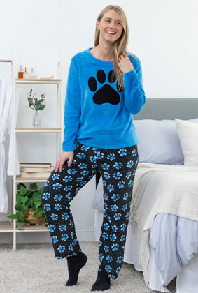 Gradient Paws & Polka Dot Pajama Set