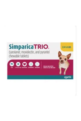 Simparica TRIO for Dogs 2.8–5.5 lbs Simparica TRIO for Dogs 2.8–5.5 lbs