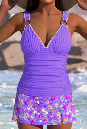 Women’s Two-Piece Tankini Swimwear – High-Waisted Floral Design Women’s Two-Piece Tankini Swimwear – High-Waisted Floral Design