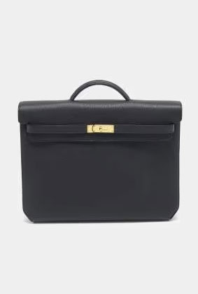 Luxury Handcrafted Togo Leather Briefcase with Iconic Kelly Clasp