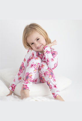 Hibiscus Kiss Long Bamboo Pajamas