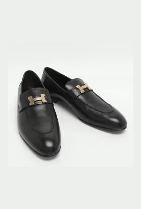 Hermès Paris Size 41 Black Leather Loafers