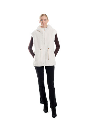 Riverside – Faux Mink Hooded Faux Fur Vest