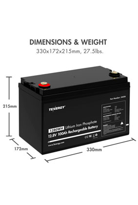 Tenergy LiFePO4 12.8V 100AH Deep Cycle Battery