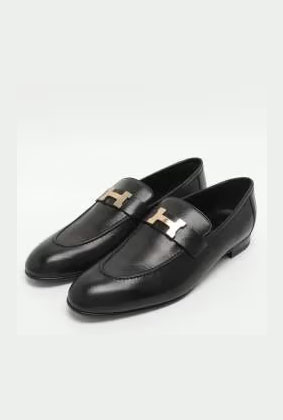 Hermès Paris Size 41 Black Leather Loafers