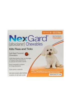 NexGard Chewables for Small Dogs 4–10 lbs (Orange) – 11 mg NexGard Chewables for Small Dogs 4–10 lbs (Orange) – 11 mg